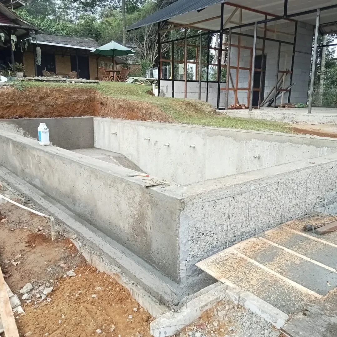 Struktur beton dan instalasi pipa